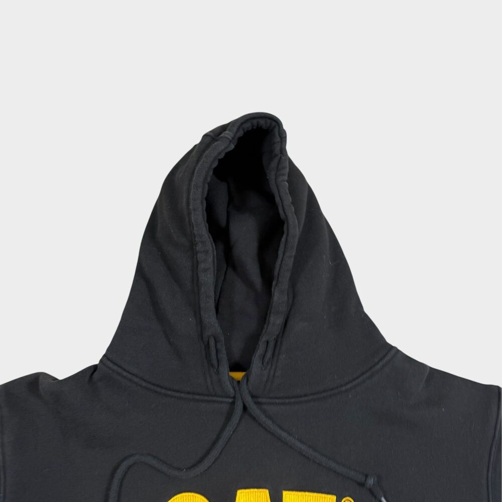 Caterpillar CAT Hoodie Men XL Black Yellow Embroidered Logo Workwear Sweatshirt - Picture 8 of 11